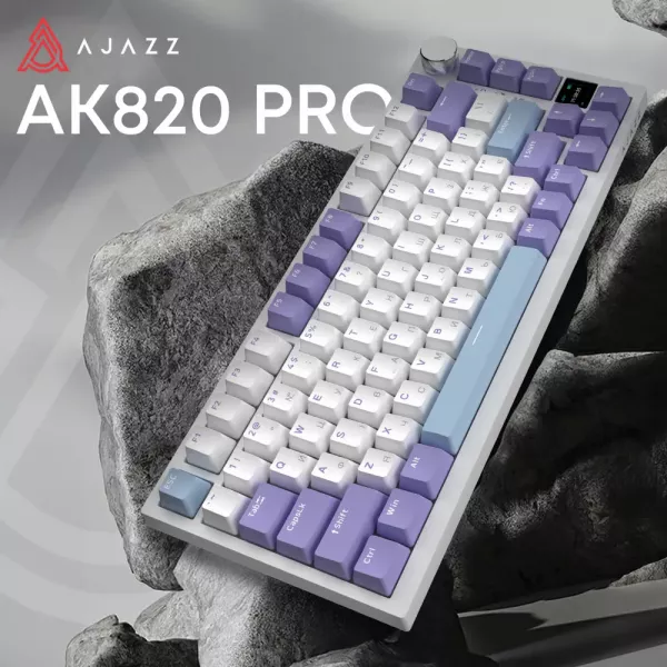 Клавіатура ігрова Ajazz AK820 PRO Flying Fish Switches (White/Purple) (AK820PRO-FF-PWB) (UA)