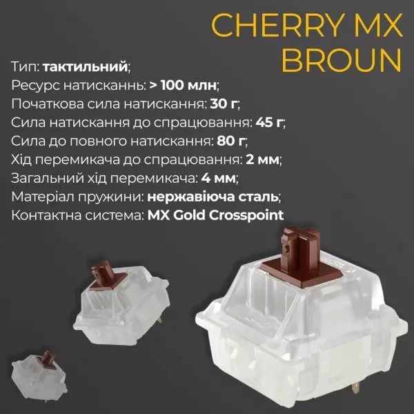 Клавіатура ігрова Ducky One 3 Cherry MX Brown RGB (White) (UA)
