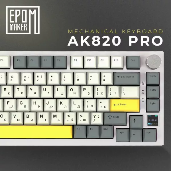 Клавіатура ігрова Epomaker AK820 Pro Flying Fish (White) (UA)